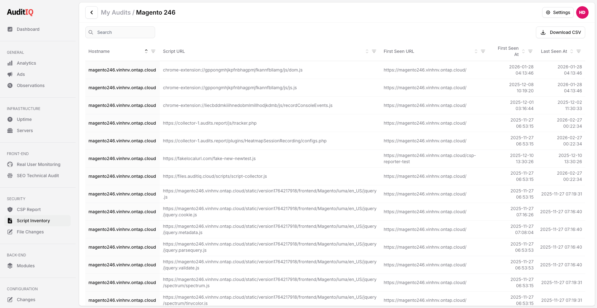AuditIQ Script Inventory monitoring
